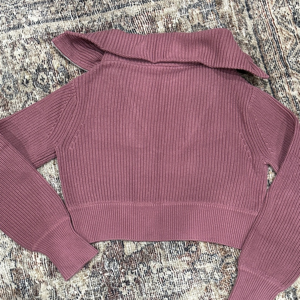 Varley Menton Dusty Mauve Pink Cowl Neck  1/2 Zip Sweater - Picture 6 of 6